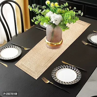 DPA Collection PVC Waterproof Soft  Cutwork Leaf Design Moulding Runner For Dining Table/Center Table Size(91x33)CM  Color - Gold