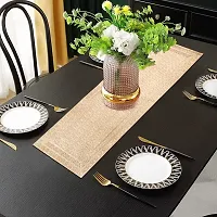 DPA Collection PVC Waterproof Soft  Cutwork Leaf Design Moulding Runner For Dining Table/Center Table Size(91x33)CM - Gold-thumb1