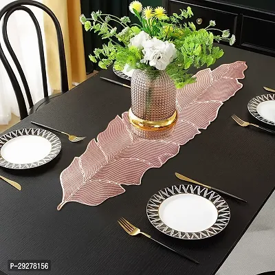 DPA Collection PVC Waterproof Soft  Cutwork Leaf Design Moulding Runner For Dining Table/Center Table Size(91x33)CM  Color - Copper