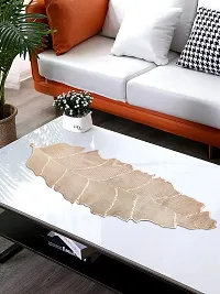 DPA Collection PVC Waterproof Soft  Cutwork Leaf Design Moulding Runner For Dining Table/Center Table - Gold-thumb3