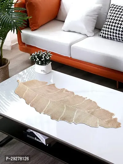 DPA Collection PVC Waterproof Soft  Cutwork Leaf Design Moulding Runner For Dining Table/Center Table - Gold-thumb4