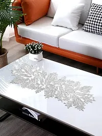 DPA Collection PVC Waterproof Soft  Cutwork Leaf Design Moulding Runner For Dining Table/Center Table - Silver-thumb3