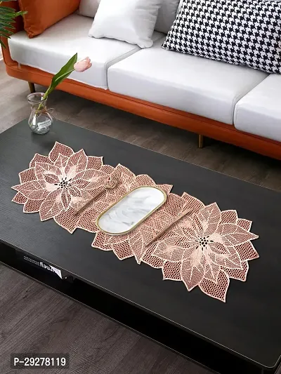 DPA Collection PVC Waterproof Soft  Cutwork Leaf Design Moulding Runner For Dining Table/Center Table - Copper-thumb0