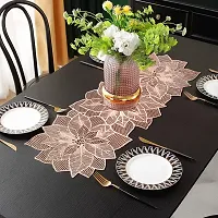 DPA Collection PVC Waterproof Soft  Cutwork Leaf Design Moulding Runner For Dining Table/Center Table Size(91x33)CM - Copper-thumb1