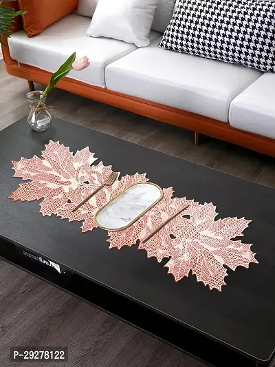 DPA Collection PVC Waterproof Soft  Cutwork Leaf Design Moulding Runner For Dining Table/Center Table - Copper