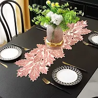 DPA Collection PVC Waterproof Soft  Cutwork Leaf Design Moulding Runner For Dining Table/Center Table - Copper-thumb2