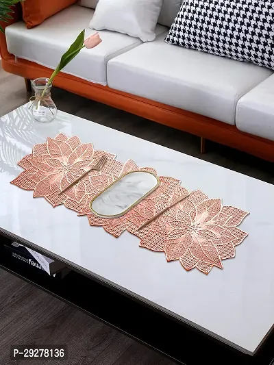 DPA Collection PVC Waterproof Soft  Cutwork Leaf Design Moulding Runner For Dining Table/Center Table Size(91x33)CM - Copper