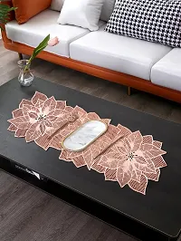 DPA Collection PVC Waterproof Soft  Cutwork Leaf Design Moulding Runner For Dining Table/Center Table Size(91x33)CM - Copper-thumb2