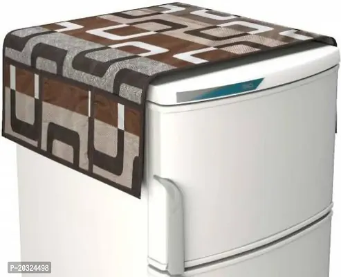 DPA Collection Polyester Box Design Fridge Top Cover - Brown-thumb0