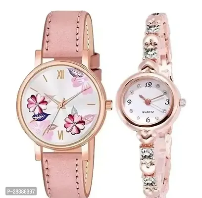 Stylish Pink Watch For Girls And Women, Pack Of 2