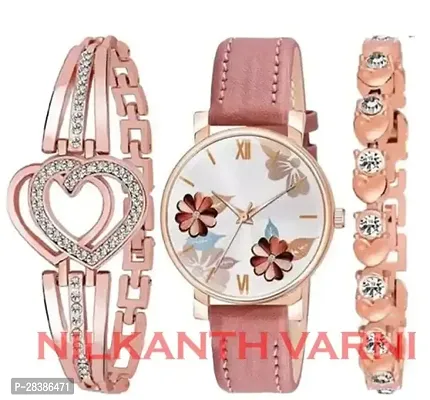 Stylish Pink Watch For Girls And Women, Pack Of 3