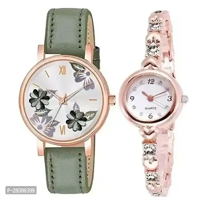 Stylish Green Watch For Girls And Women, Pack Of 2