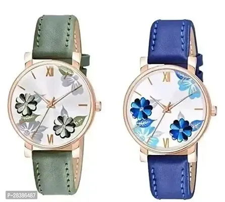 Stylish Multicoloured Watch For Girls And Women, Pack Of 2-thumb0