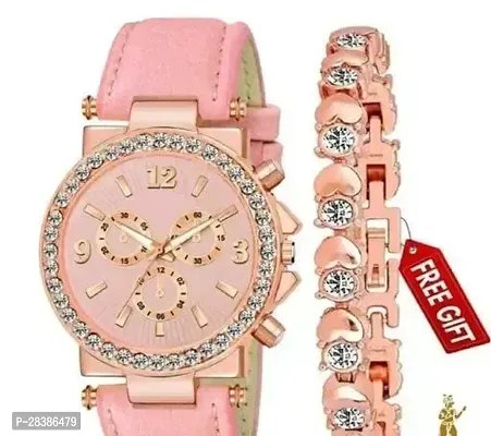 Stylish Peach Watch For Girls And Women, Pack Of 2