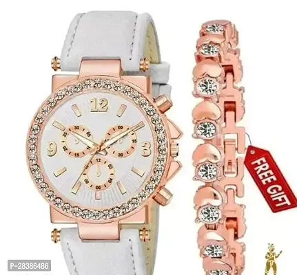 Stylish White Watch For Girls And Women, Pack Of 2-thumb0