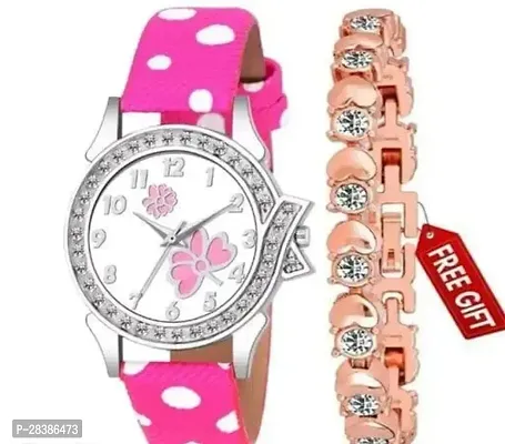 Stylish Pink Watch For Girls And Women, Pack Of 2