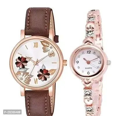 Stylish Brown Watch For Girls And Women, Pack Of 2