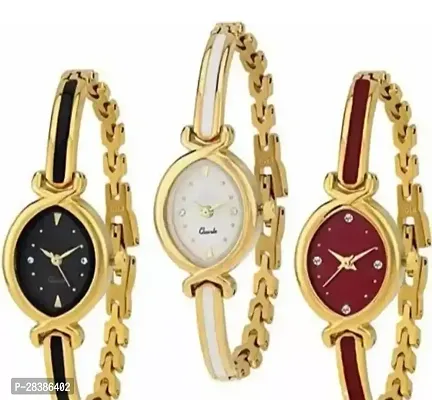 Stylish Golden Watch For Girls And Women, Pack Of 3