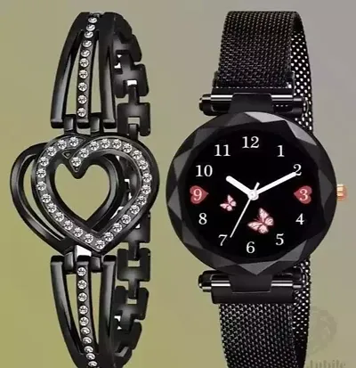 New Butterfly Magnet Watch With Heart Baraclet For Girls And Womens