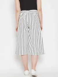 Women White Color Stripe Print Tie Up Waist Palazzo-thumb1