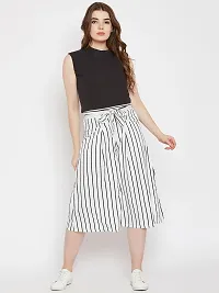 Women White Color Stripe Print Tie Up Waist Palazzo-thumb2