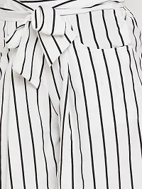 Women White Color Stripe Print Tie Up Waist Palazzo-thumb4