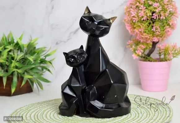 Handicraft Polyresin Handcrafted Cat Family Decorative Sculpture For Home Decor Showpiece Figurine Showpiece Items Gift Items Size 10 Inch Style 15