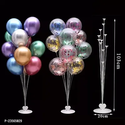 Balloon Stand (Pack of 3) for Decoration with Suction Cup- Balloon Holder with 7 Balloon Sticks, 7 Balloon Cups and 1 Balloon Base for Birthday Wedding Party Holidays Anniversary Decorations(Plastic)-thumb0