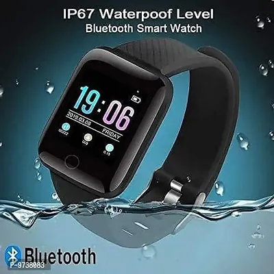 ID116 Pro Smart Watch || Latest Bluetooth 1.3 LED Display with Daily Activity Tracker, Heart Rate Sensor, BP Monitor, Sports Watch for All Boys  Girls - Black-thumb0