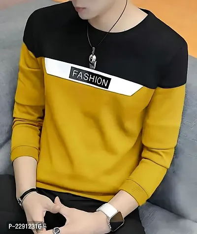 Comfortable Yellow Cotton Tees For Men