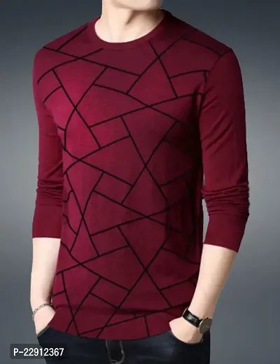 Comfortable Maroon Cotton Tees For Men