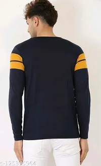 Comfortable Navy Blue Cotton Tees For Men-thumb1