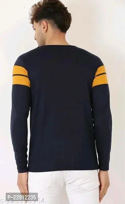 Comfortable Navy Blue Cotton Tees For Men-thumb2