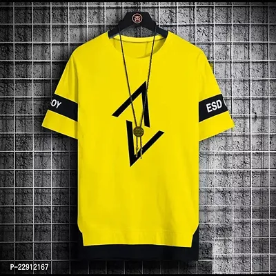 Comfortable Yellow Cotton Tees For Men-thumb0