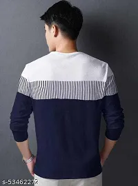 Comfortable Navy Blue Cotton Tees For Men-thumb1