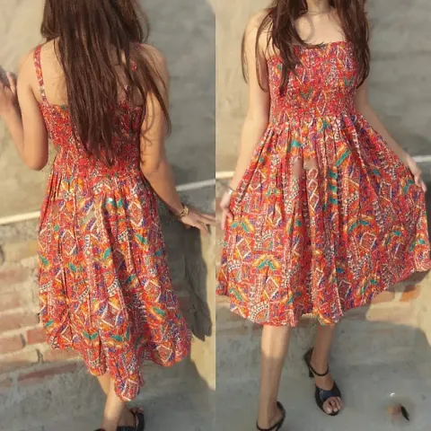 Sleeveless Printed Flared Dress