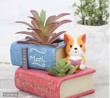 Resin Small Puppy With Book Modern Design Succulent Mini Pot-thumb0