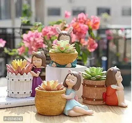 Shree Pawan Putra Combo Pack of 4 Basket Girls Flowerpot Plant Pots-thumb0