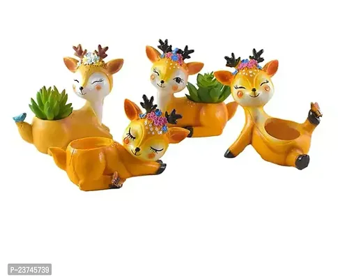 Resin Pot Combo Set of 4 Deer Shape Animal Modern Design