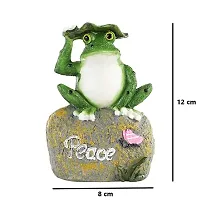 Shree Pawan Putra resin Beautiful Three Frogs Statue Showpiece Items for Home Decor, Living Room, Balcony, Garden Indoor Wall Shelf Decoration, Frogs Sitting on Stone Sculpture - Set of 3 Pcs (BEST QU-thumb1