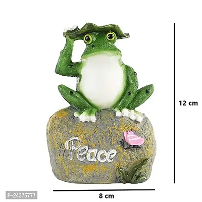 Shree Pawan Putra resin Beautiful Three Frogs Statue Showpiece Items for Home Decor, Living Room, Balcony, Garden Indoor Wall Shelf Decoration, Frogs Sitting on Stone Sculpture - Set of 3 Pcs (BEST QU-thumb2