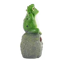 Shree Pawan Putra resin Beautiful Three Frogs Statue Showpiece Items for Home Decor, Living Room, Balcony, Garden Indoor Wall Shelf Decoration, Frogs Sitting on Stone Sculpture - Set of 3 Pcs (BEST QU-thumb2