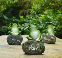 Shree Pawan Putra resin Beautiful Three Frogs Statue Showpiece Items for Home Decor, Living Room, Balcony, Garden Indoor Wall Shelf Decoration, Frogs Sitting on Stone Sculpture - Set of 3 Pcs (BEST QU-thumb4