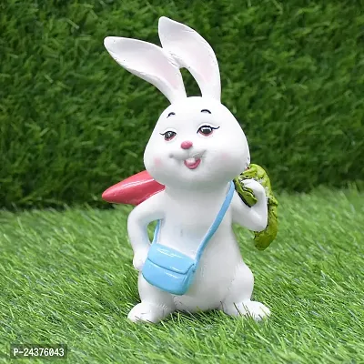 Rabbit Statue With Carrot, Bag for Garden Decor, Home Decor, Gift, Table Decor, Kids Room (8 Inch)-thumb4