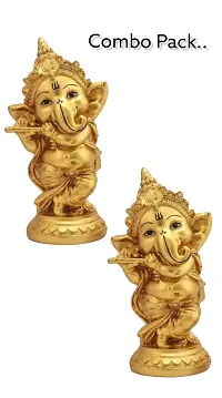 Golden Ganesh Ji Idol (Combo Peck of 2 Ganesh) Ganesh Murti Statue Home Decor Ganesh ji for Gift Showpiece Idol Pooja/Office/Home (Golden Color, 6 inch) ,2 Piece-thumb1