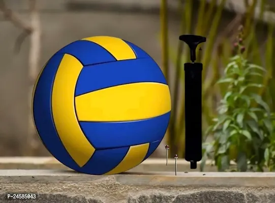 V(Yellow) Volleyball Ball With Air pump, 2 Needle Pin for Indoor/Outdoor/for Men/Women Size - 4 (Multicolour)-thumb0