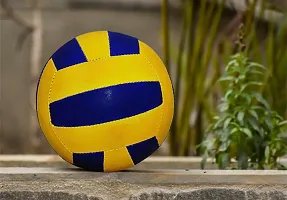 New V(Yellow) Volleyball with 2 Needle Pin for Indoor/Outdoor/for Men/Women Size - 4 (Multicolour, Best Quality)-thumb1