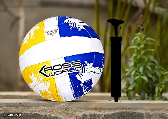 Volleyball (KW) Size-5 with Air pump, 2 Needle Pin Official Size and Weight (Pack of 1) for All Players-thumb0