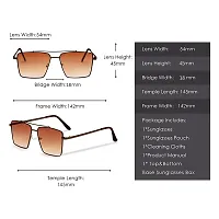 Retro Rectangular Aviator Sunglasses Premium Glass Lens Flat