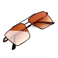 Rich Club Retro Rectangular Aviator Sunglasses Premium Glass Lens Flat Metal Sun Glasses Men Women-thumb1